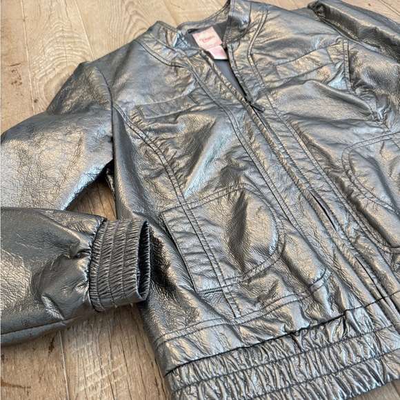 Candies Silver Retro Faux Leather Jacket M - Picture 3 of 5